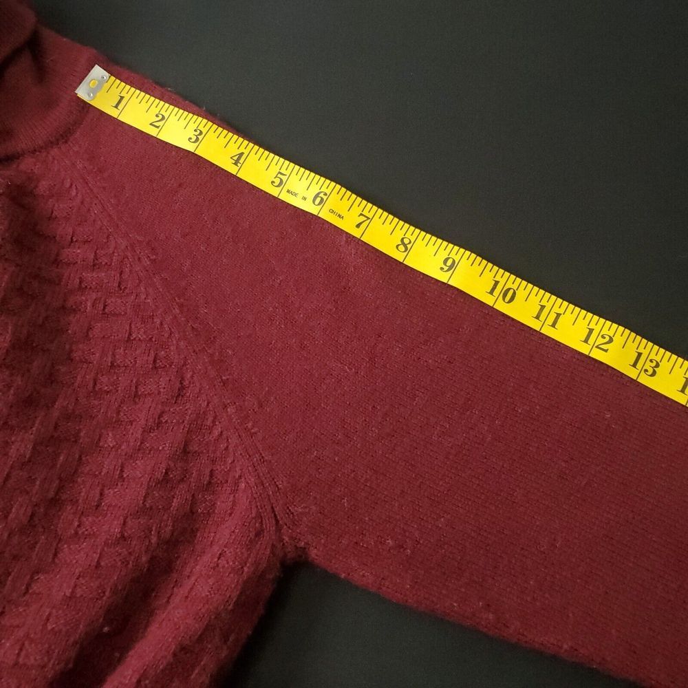 C&C California Womens Turtleneck‎ Sweater Large Red Burgundy Long Sleeve Wool - Picture 11 of 13